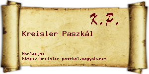 Kreisler Paszkál névjegykártya